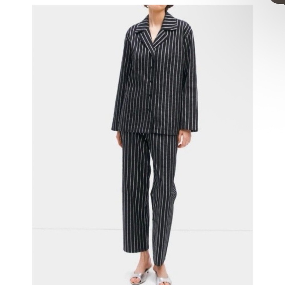 NWT Sleeper Black and Silver Striped Pajama Set